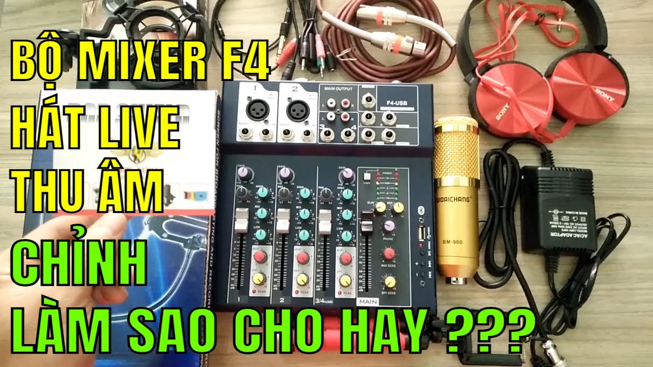 Hướng Dẫn Cách Lắp & Chỉnh Bộ Mixer F4 Bluetooth Với Tất Cả Mic Thu Âm Livestream Hay Nhất Ken Audio