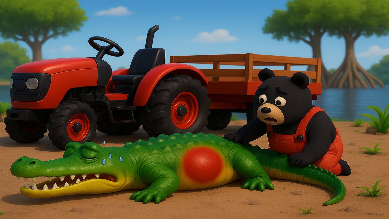 Oh No! 🐊🐊😱 Greedy Crocodile Poisoned – Will the Bear Rescue Him? 🐻🚑 | Vehicles Farm Animated