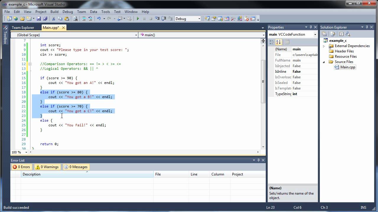 C++ Tutorial 6 - If Statements and Comparison and Logical Operators