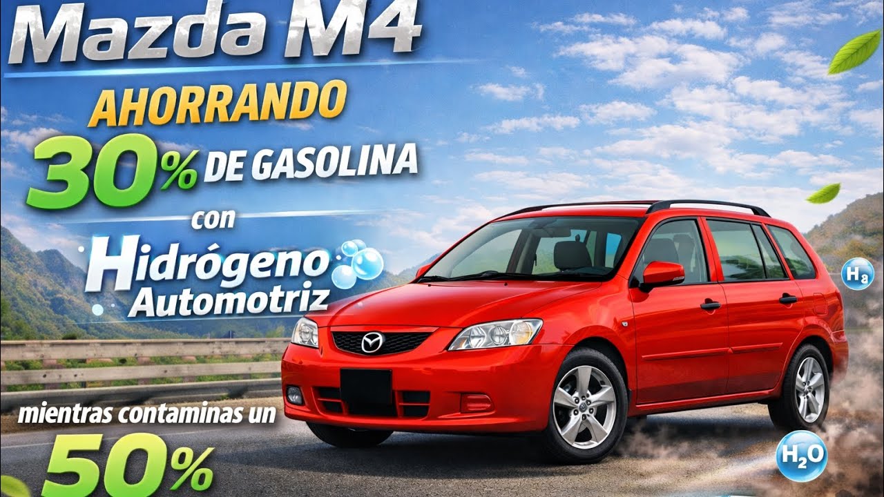 Mazda M4 ahorrando 30% de gasolina y contaminando 50% menos con Hidrógeno Automotriz