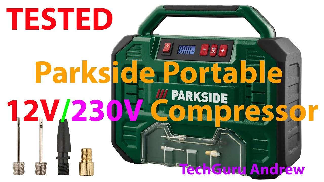 Портативный компрессор Parkside 12 В/230 В с цифровым дисплеем PMK 150 A1