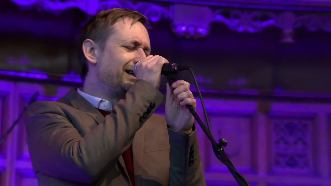 Neil Hannon preforms Sunrise at The Hume/Trimble Tribute event at the Guildhall Derry.