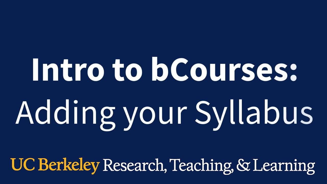 Adding Your Syllabus in bCourses