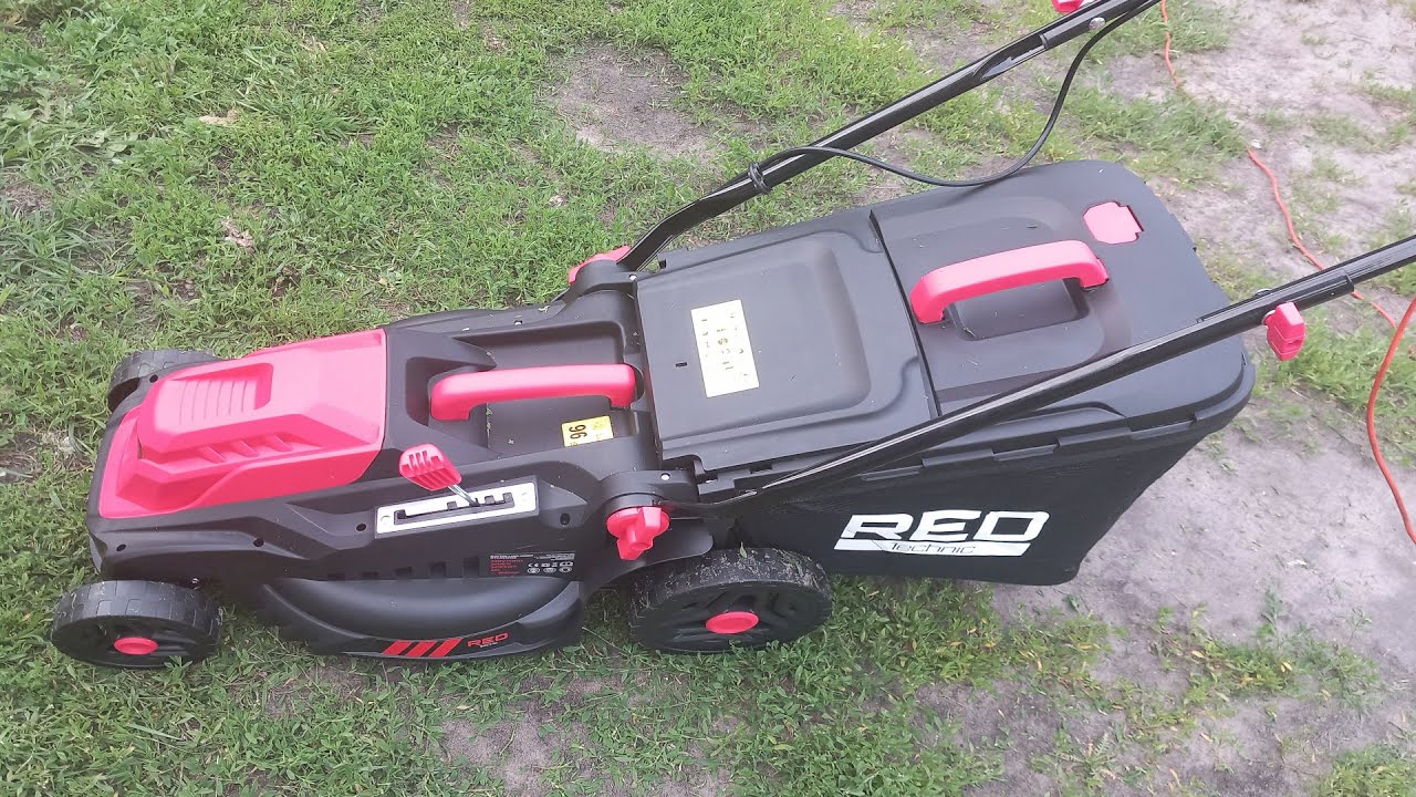 Kosiarka elektryczna RED  PTKSE0148 średnica koszenia 38 cm regulacja wysokości koszenia kosz 42l