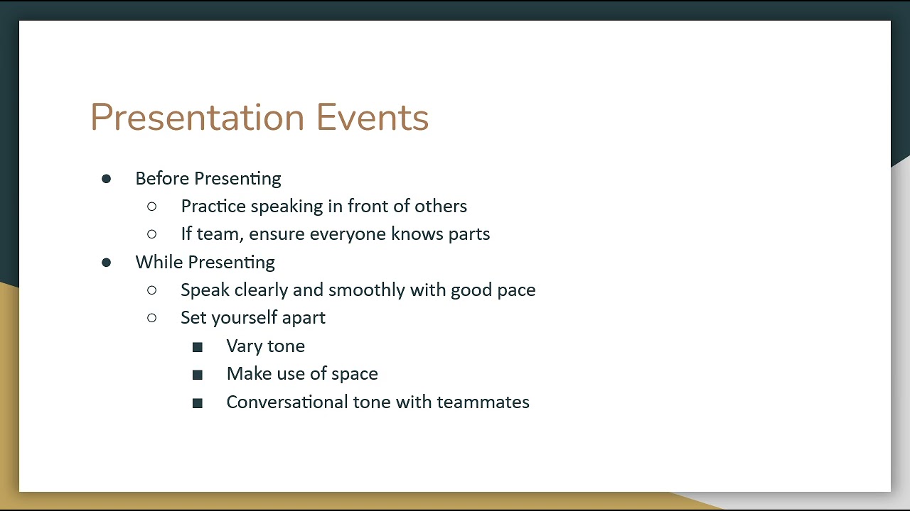 Competitive Events Tips