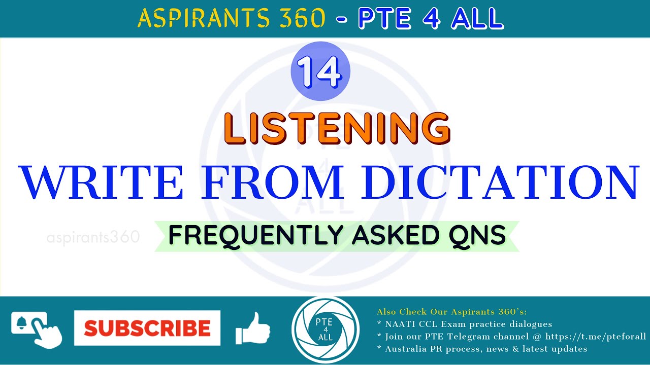 14 - PTE EXAM - LISTENING - WRITE FROM DICTATION (WFD) - Free Practice Material - MOST REPEATED QNS