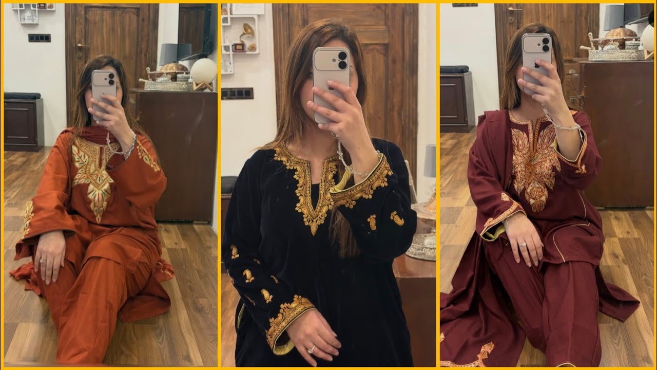 Spring collection 3pc stitched Pheran cum kurti style  Dresses 🍁|| Tilla Eid Outfits 