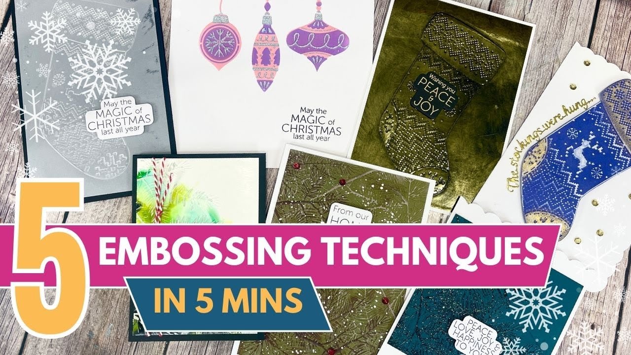 How To Make 5 EMBOSSED Christmas Cards in 5 MINUTES! | Learn 5 Embossing Techniques with Lou Collins