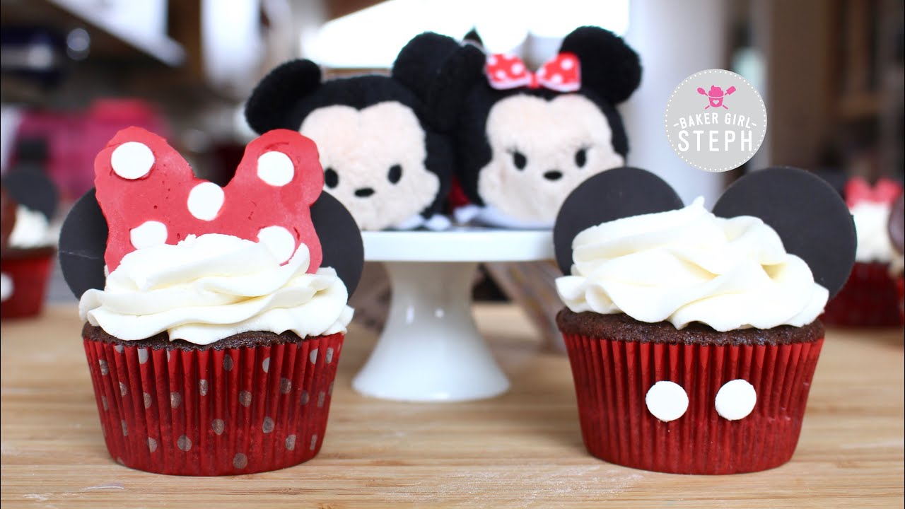 HOW TO MAKE MICKEY MOUSE AND MINNIE MOUSE CUPCAKES