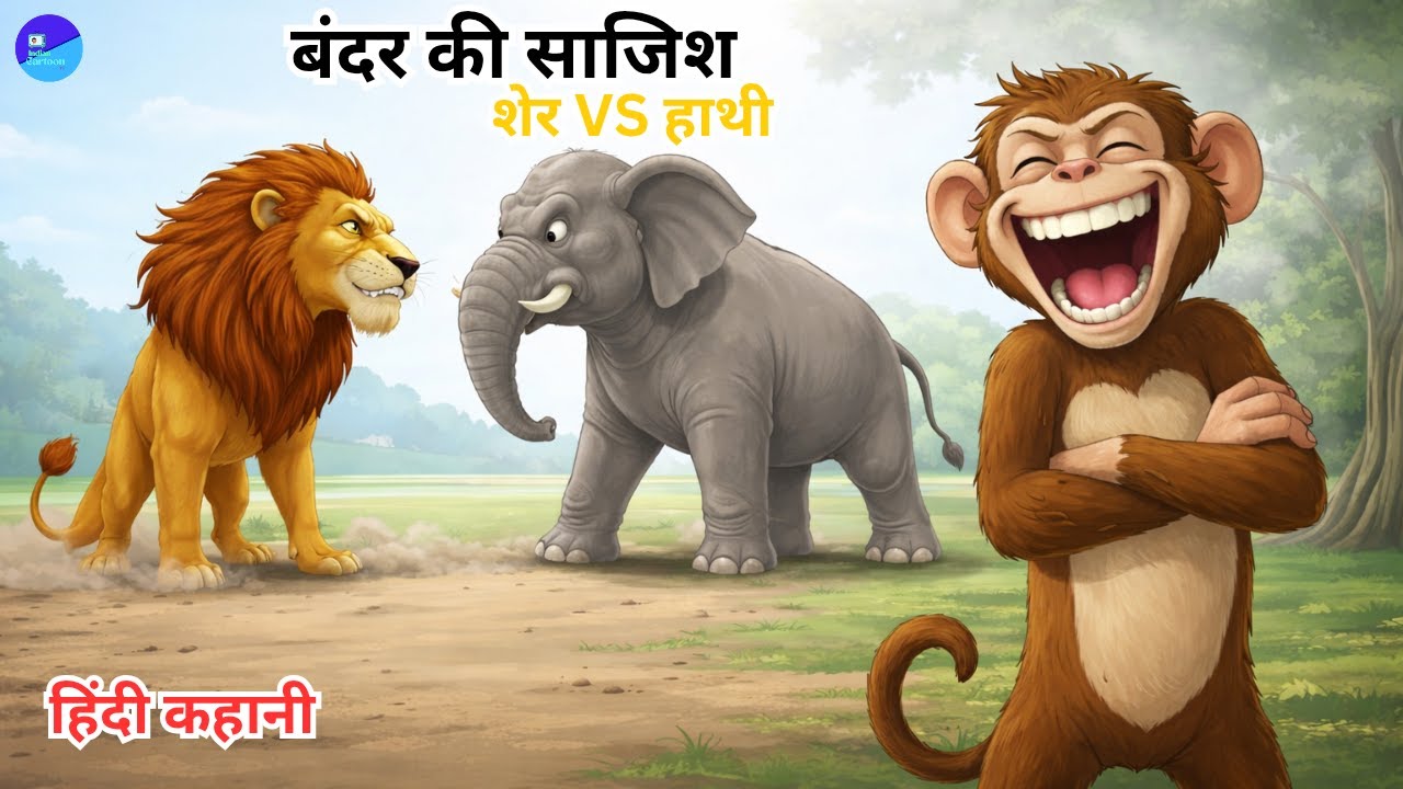 चालाक बंदर ने शेर और हाथी को बेवकूफ बना दिया 😱 | Jungle Story | Hindi Story | Jungle Story | #viral