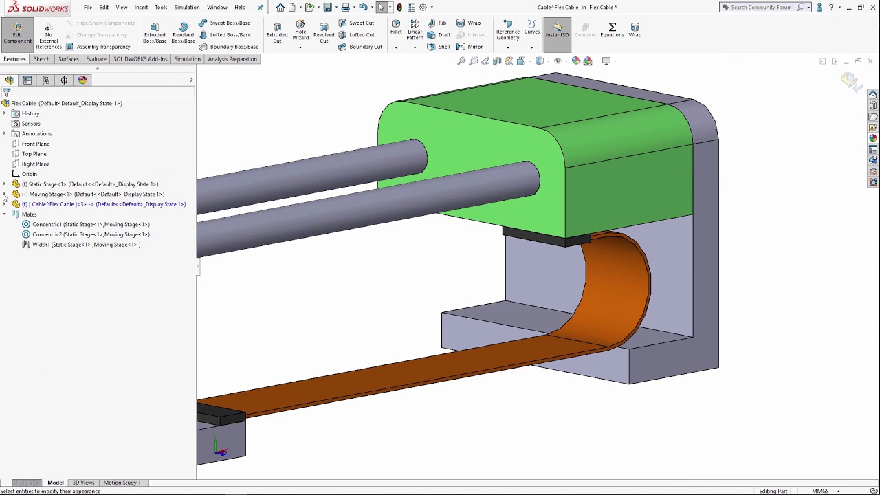 SOLIDWORKS Как смоделировать гибкий кабель в сборке