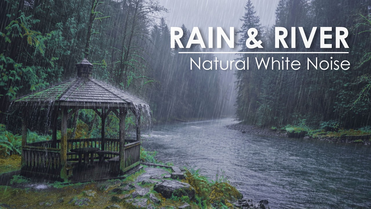 Alone in The Gazebo Enjoying Rain Sounds with River Ambience 🌧️🌲 | Relaxing Nature for Sleep