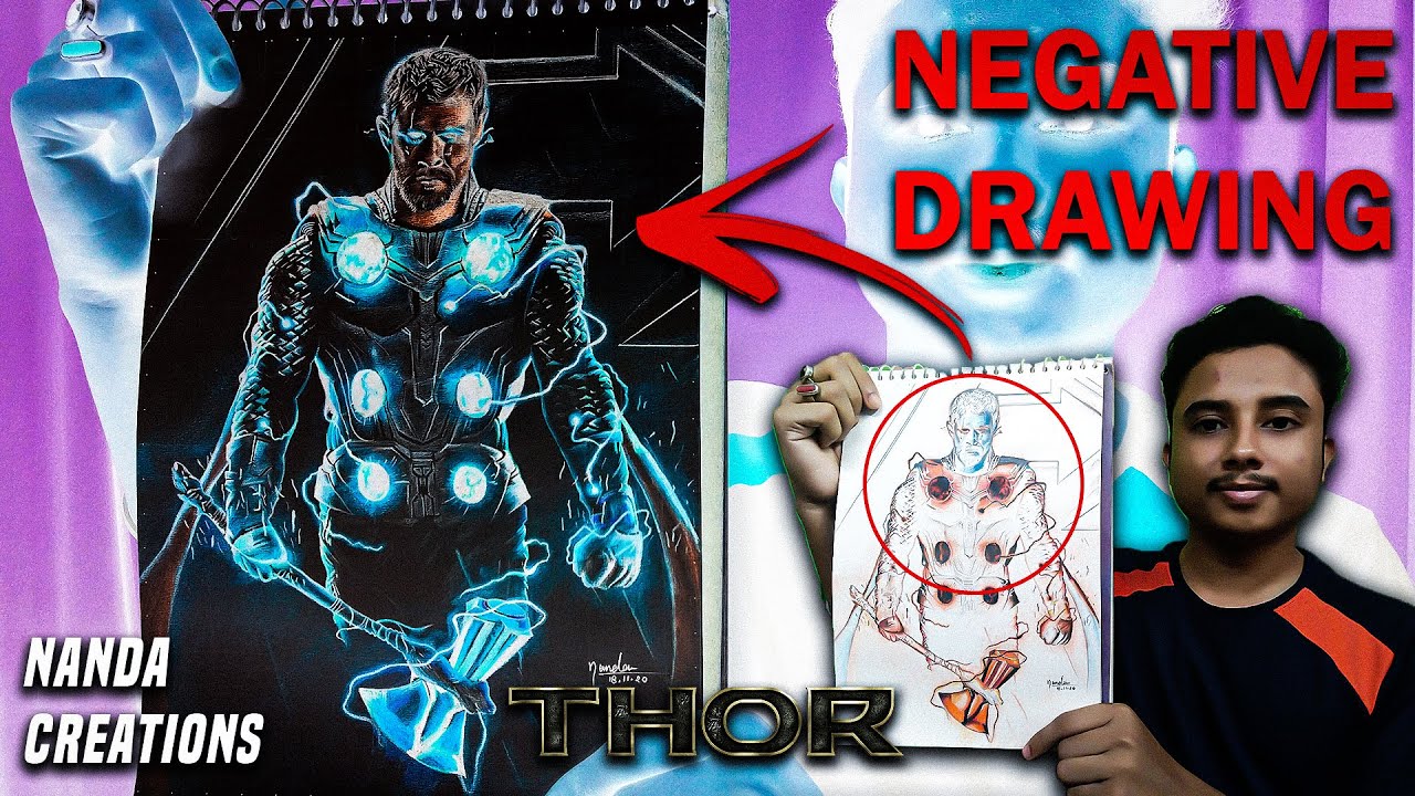 How to draw Thor stormbreaker infinity war negative drawing step by step