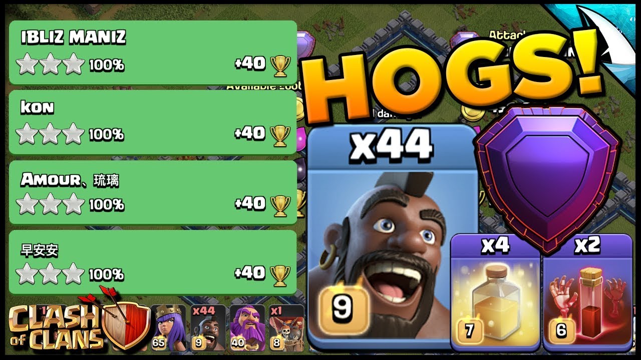 Sui Mass Hog Attack Strategy at TH 12! Wrecking on the Ground! | Clash of Clans
