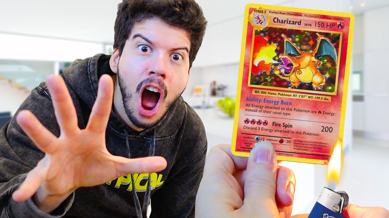 I BURNED His Charizard Pokemon Card! (PRANK)