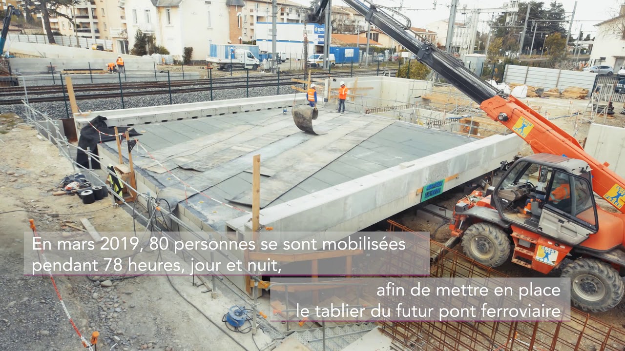 Chantier de suppression du passage à niveau n°19 à Muret : mise en place du pont ferroviaire en 78 h
