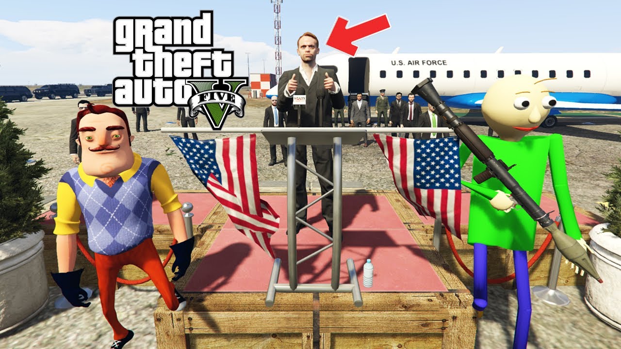 HELLO NEİGHBOR BAŞKAN KORUMASI OLDU BALDİ SALDIRDI - GTA 5 #gta5 #gta #baldi #helloneighbor