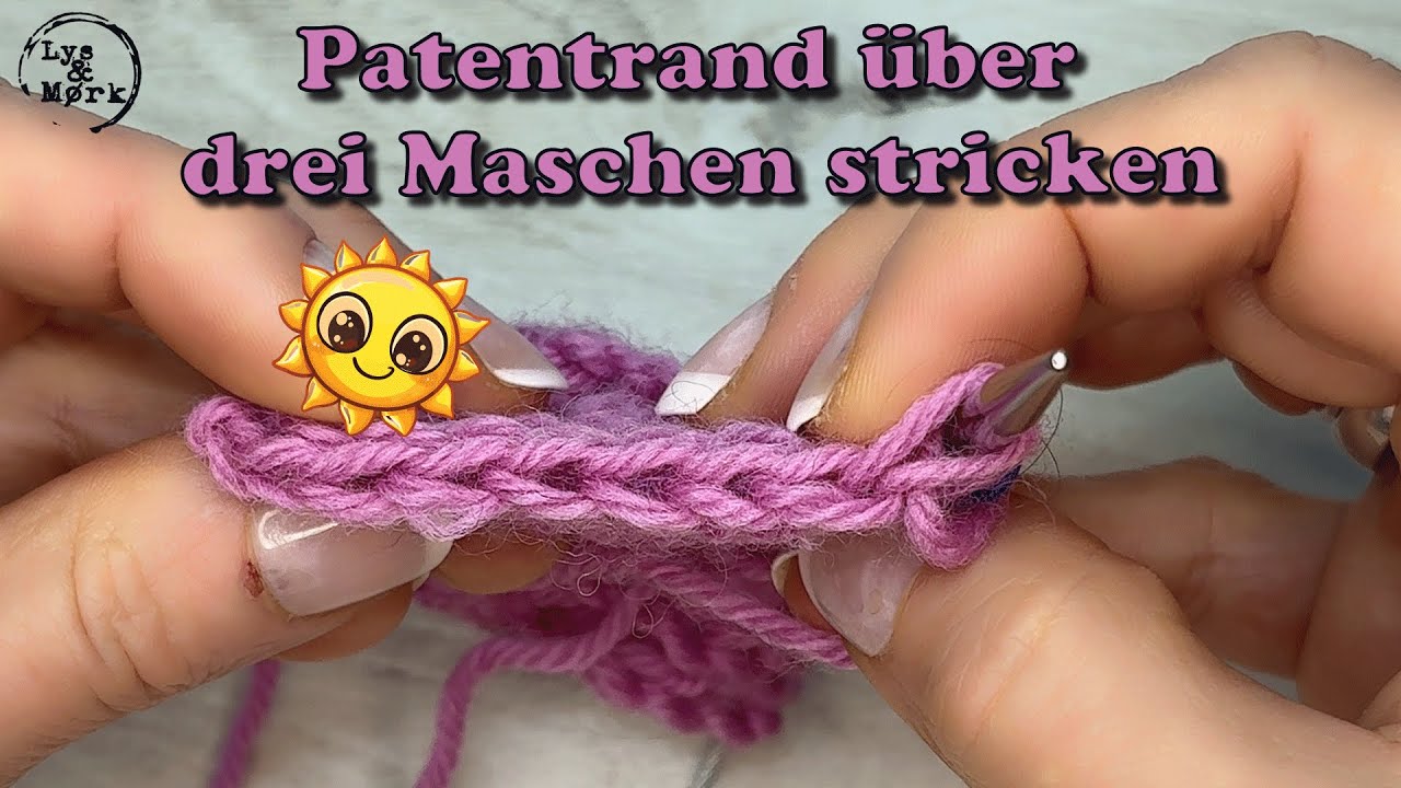 Patentrand über 3 Maschen stricken #Patentmuster #stricken