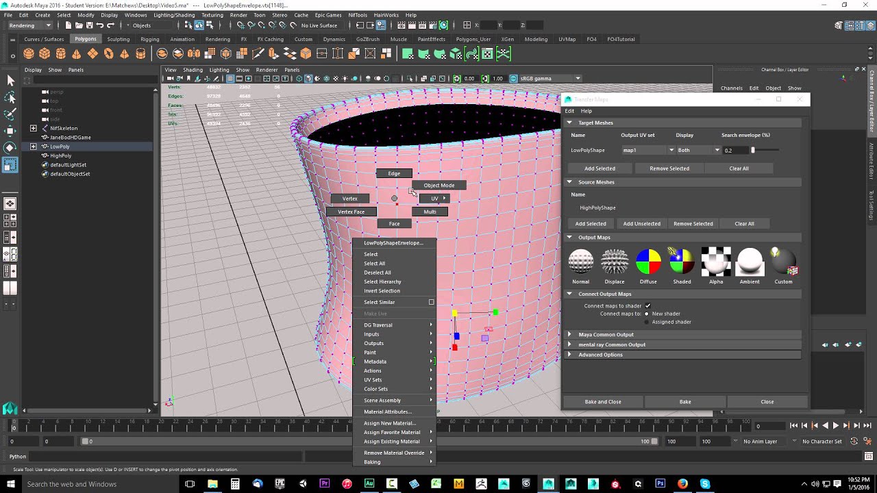 16 - (Maya Workflow) Baking High to Low Poly