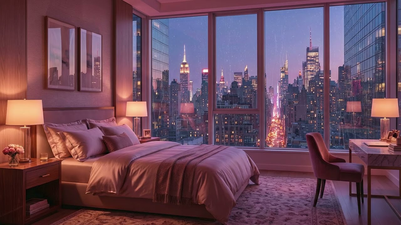 Relaxing NYC Night Rain Ambience for Deep Sleep Calm Study and Stress Relief City Sounds