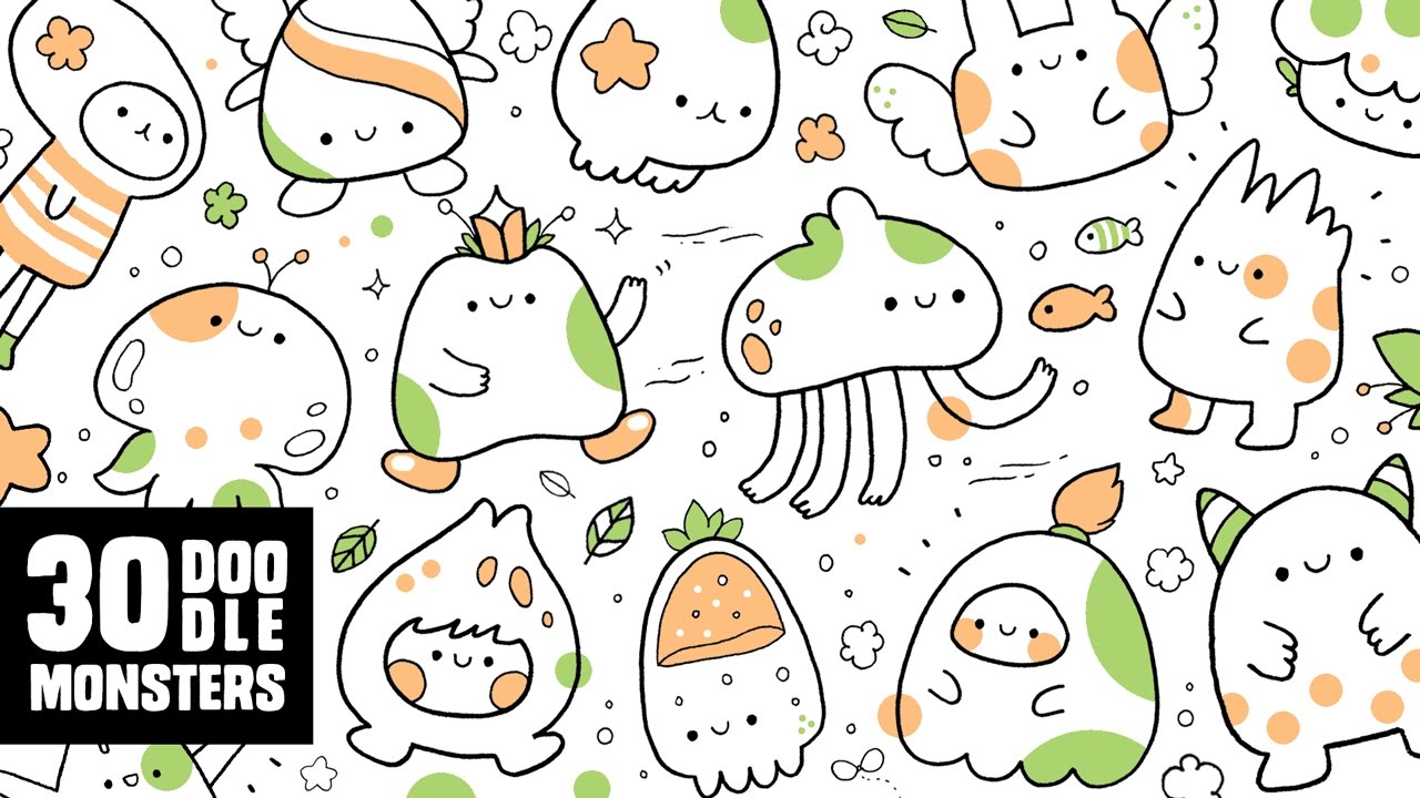 30 Cute Doodle Monsters | Kawaii Doodle Characters for Inspiration