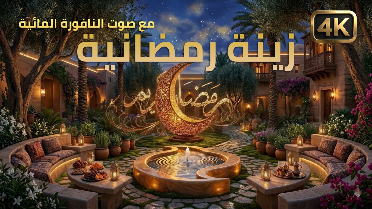 جلسة رمضانية فجرية: صوت نافورة مائية مع نسيم الفجر وأصوات الطبيعة 🌙✨ (بدون موسيقى)