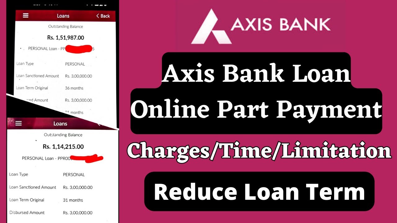 Part Payment Personal Loan Axis Bank Online - Reduce EMI or Loan Term - Hindi