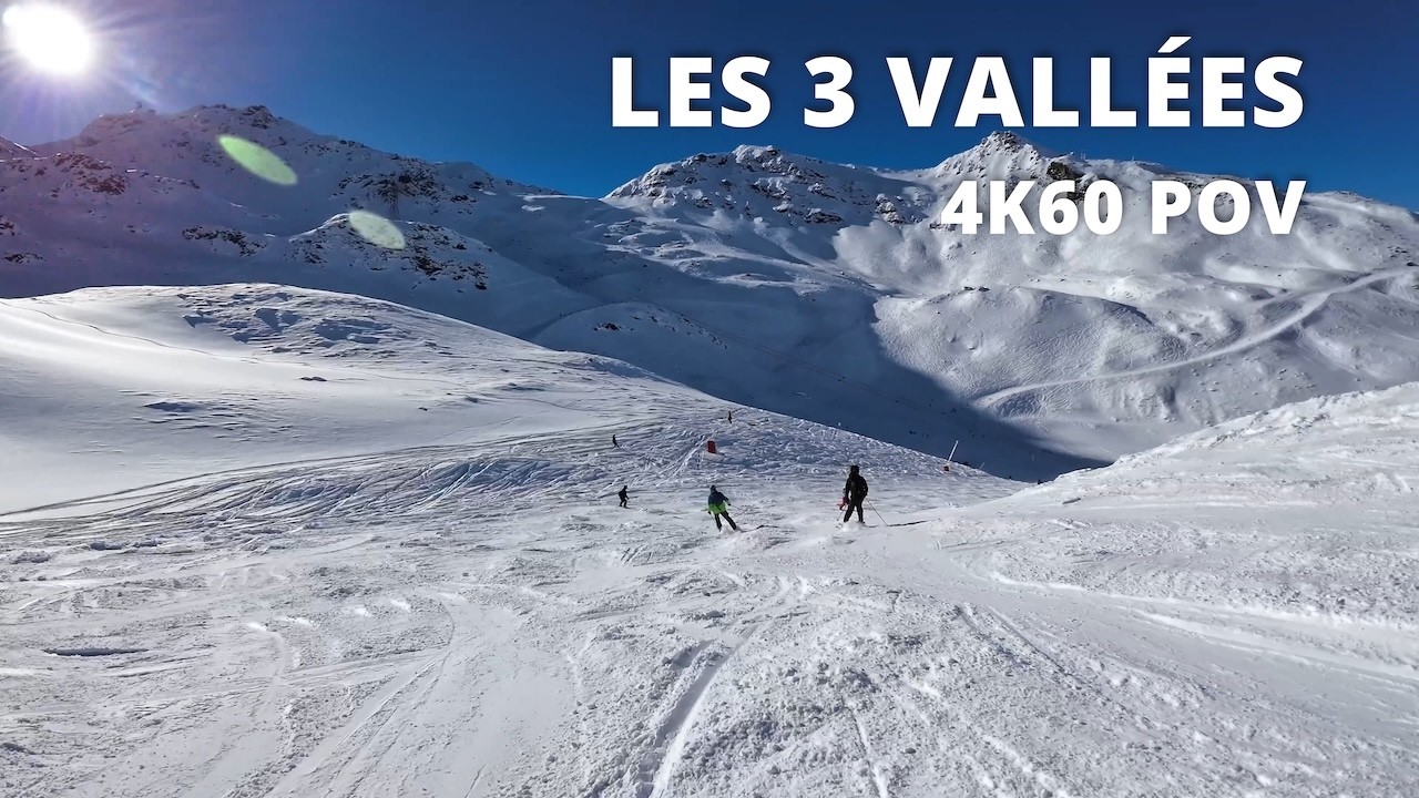 4K60 POV Skiing Les 3 Vallées 🇫🇷 Full Day | Fresh Snow & Bluebird Day | French Alps No Music