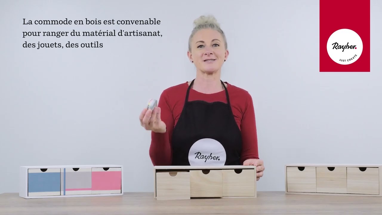 Astuce d&eacute;co: Pratique et jolie &ndash; Commode en bois avec tiroirs de Rayher