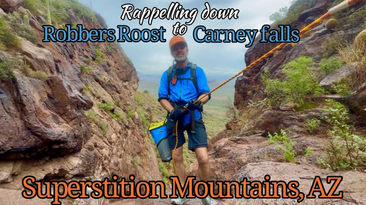 Rappelling down Robbers Roost to Carney Falls
