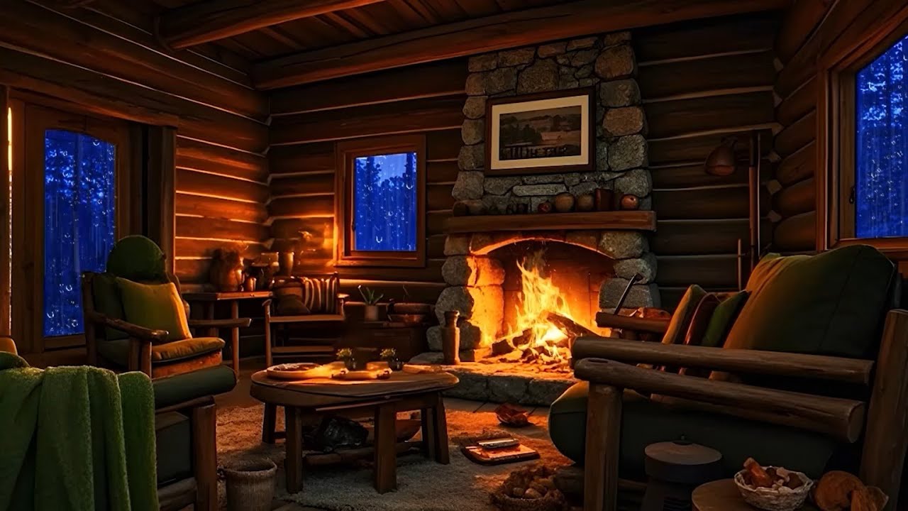 Deep Sleep Rain Sounds 🌧🔥 | Warm Cabin Fireplace Ambience
