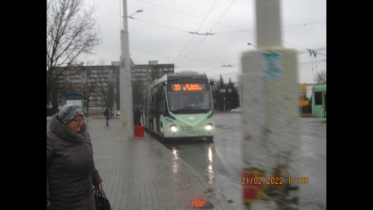 Минск, поездка в троллейбусе БКМ-43300Д, парк.№ 5055, марш.65 в парк (12.11.2025)
