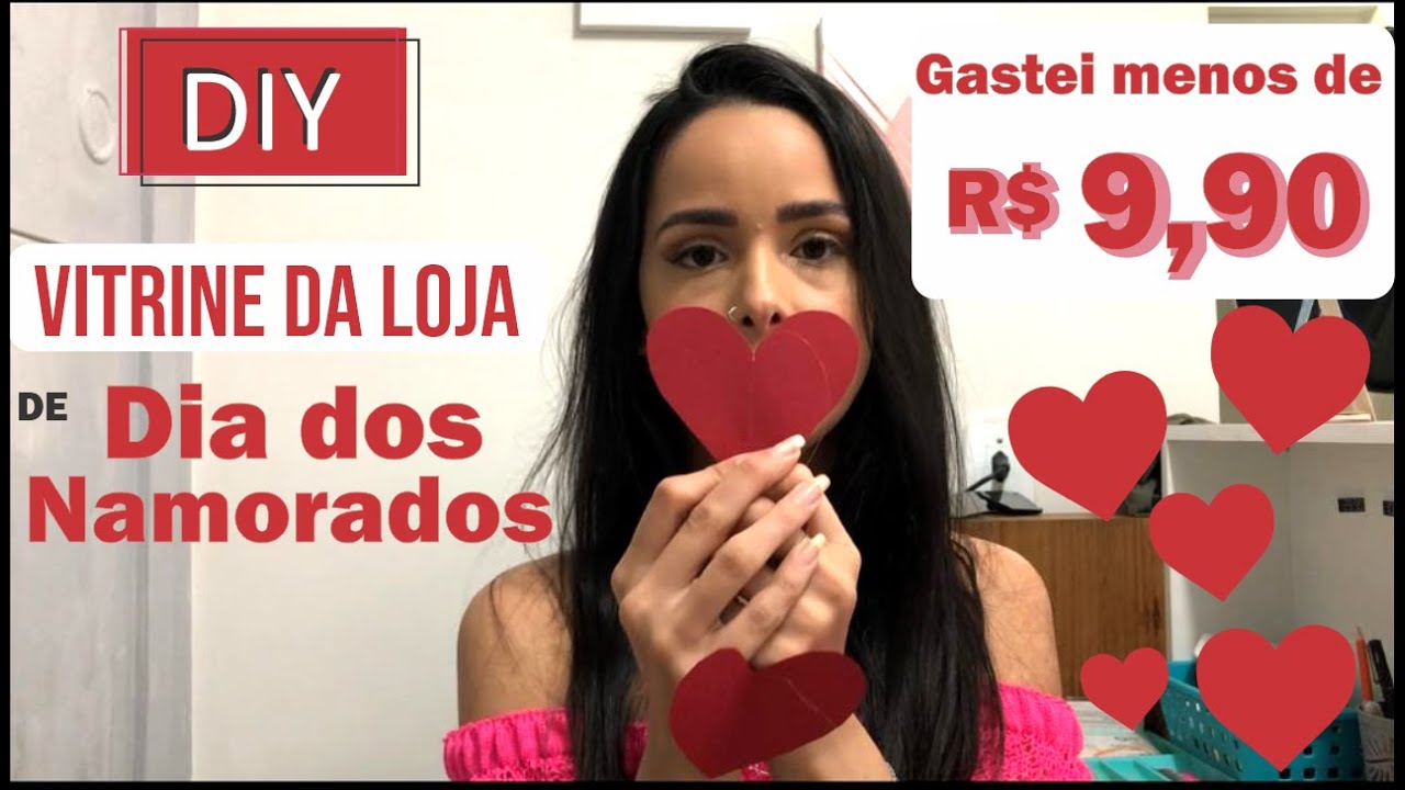 Decoração de Dia dos Namorados com MENOS DE 10 REAIS (salão da loja e vitrine)