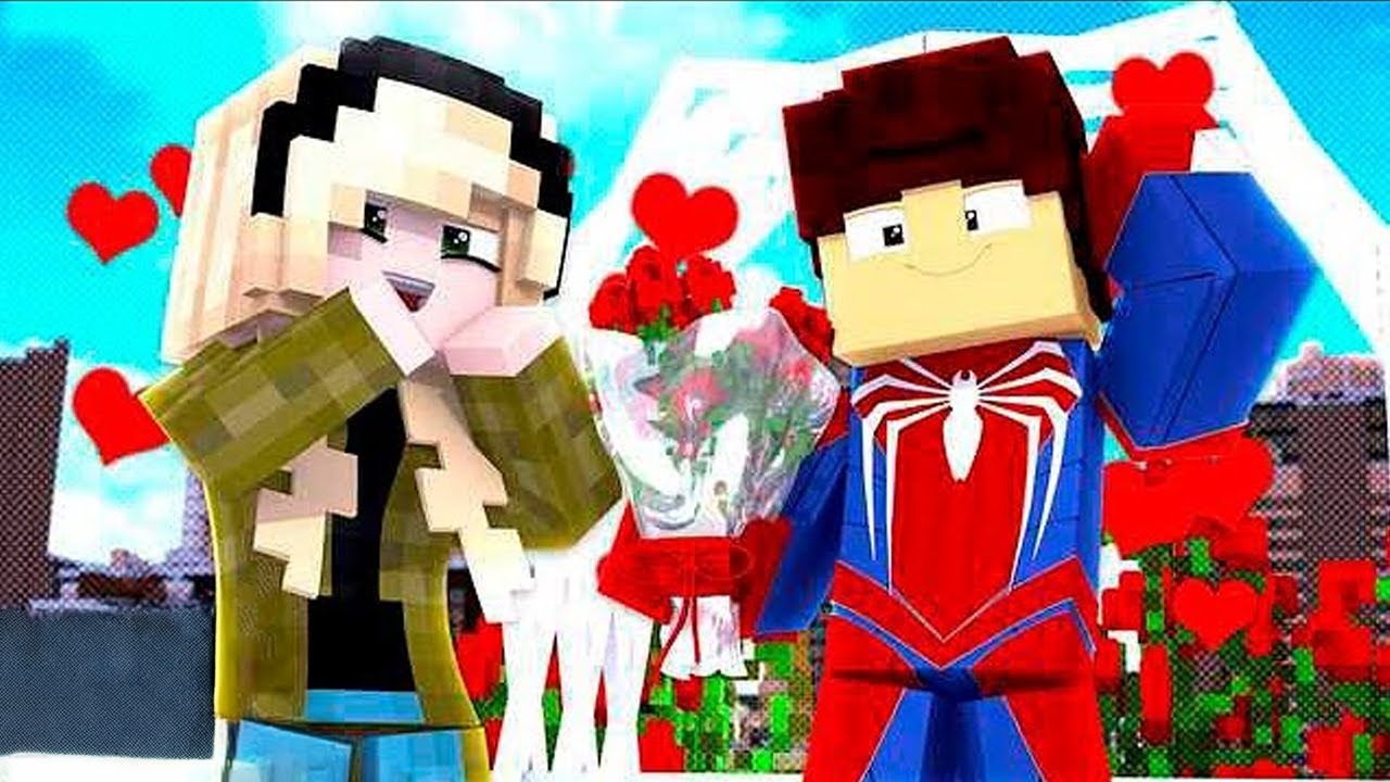 Minecraft: MENINO ARANHA - PEDI A GWEN EM NAMORO 