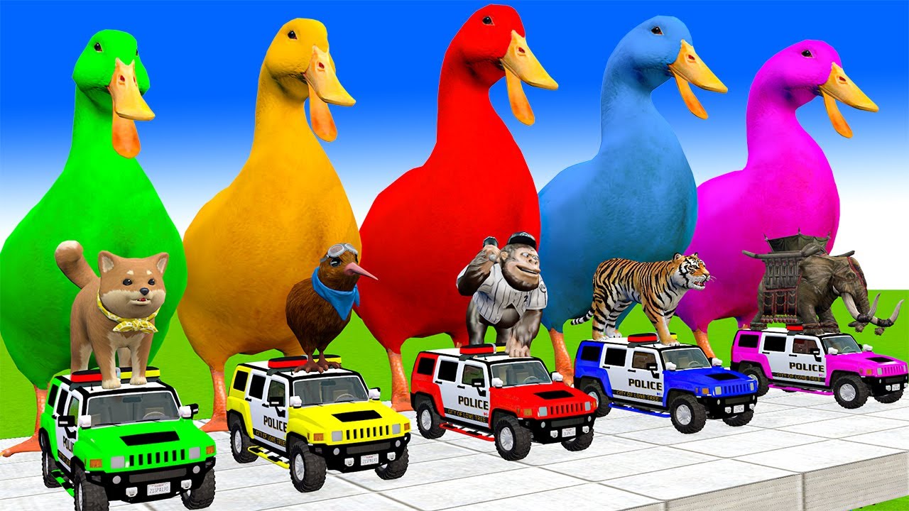 Long Slide Game With Cow Elephant Gorilla Hippopotamus Tiger 3d Animal Game Funny 3d Animals