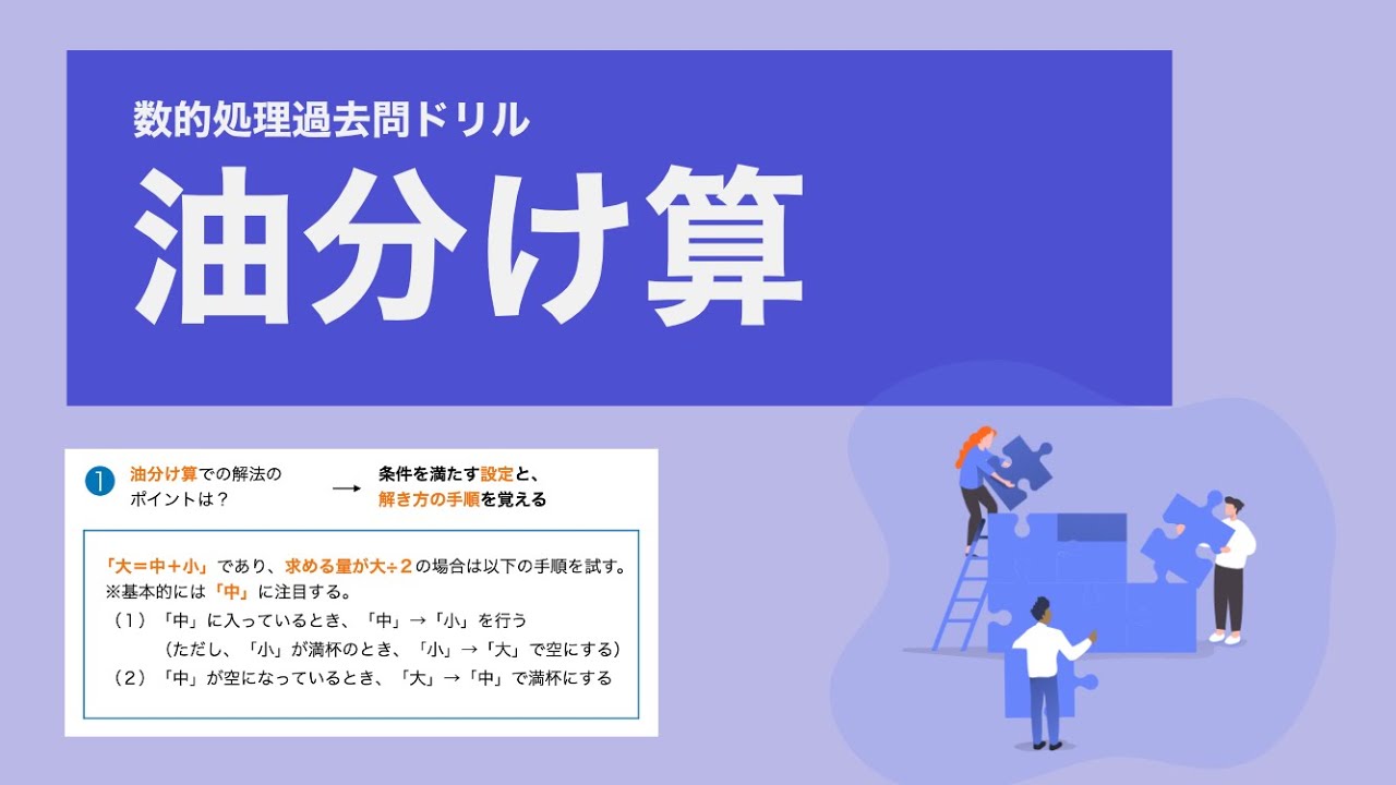 【数的処理】油分け算は手順を覚えれば解ける【特別区】