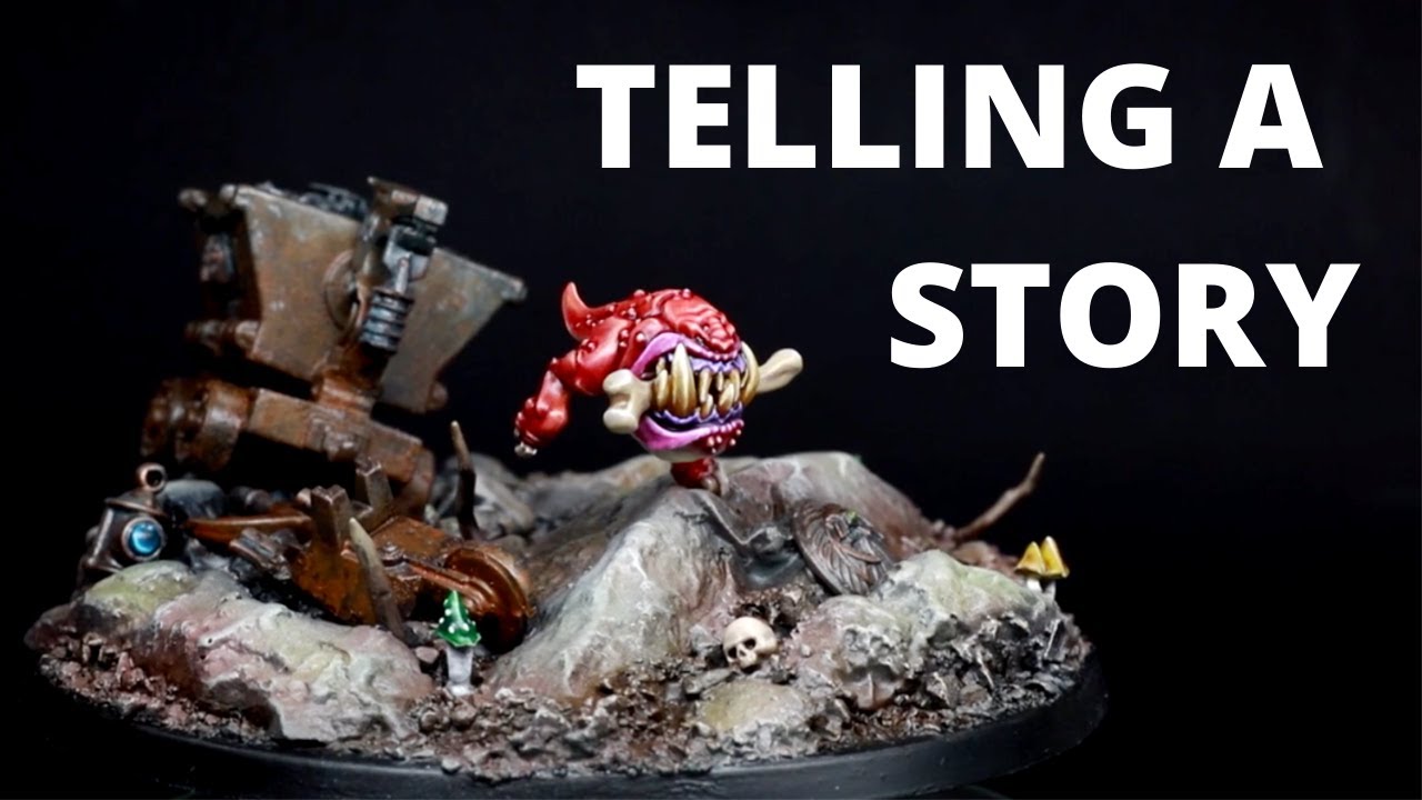 Telling a story with a mini. Fiver challenge from Squidmar! Insane squig on scenic base!