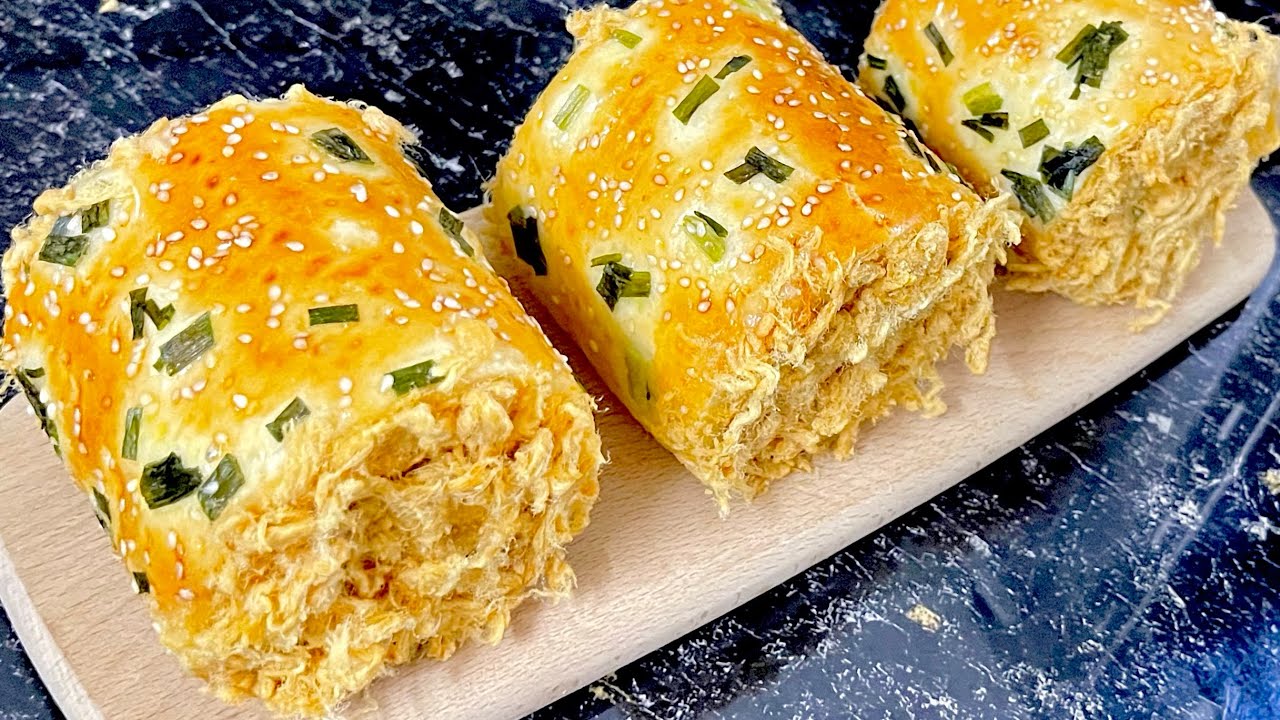 Công Thức Bánh Mì Hành Cuộn Chà Bông - Siêu Mềm, không gãy bánh (Phụ đề)