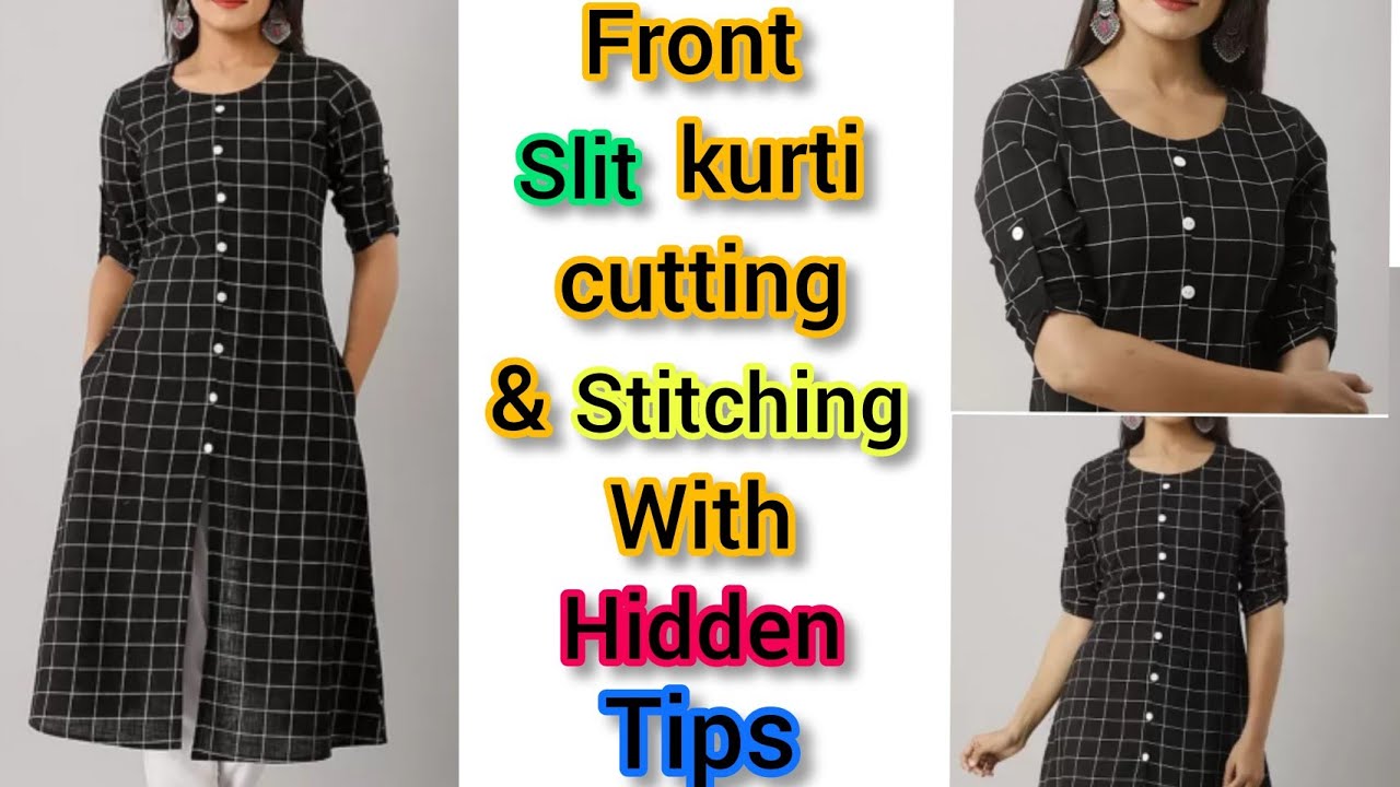 front cut kurti cutting and stitching|front slit kurti cutting|front open kurti cutting|