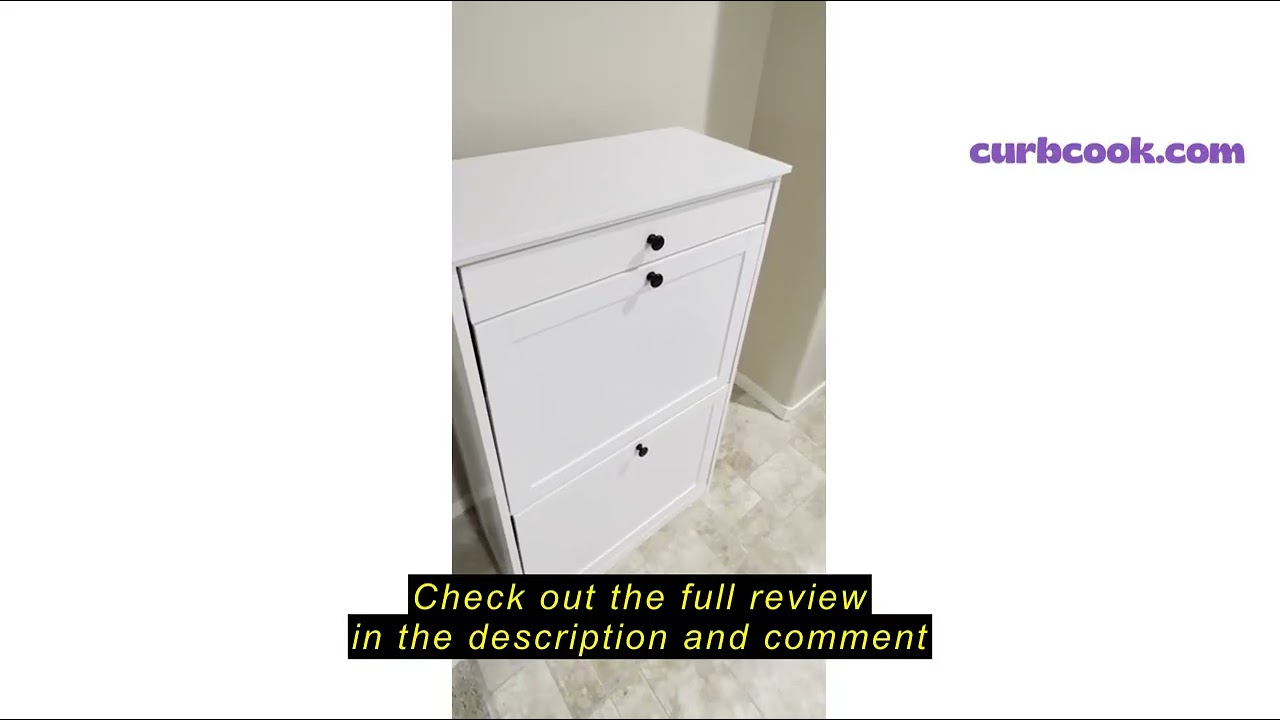 Review FTZxHKLX Shoe Cabinet with 2 Flip Drawers, Slim Freestanding Hidden Shoe Organizer with Drawe