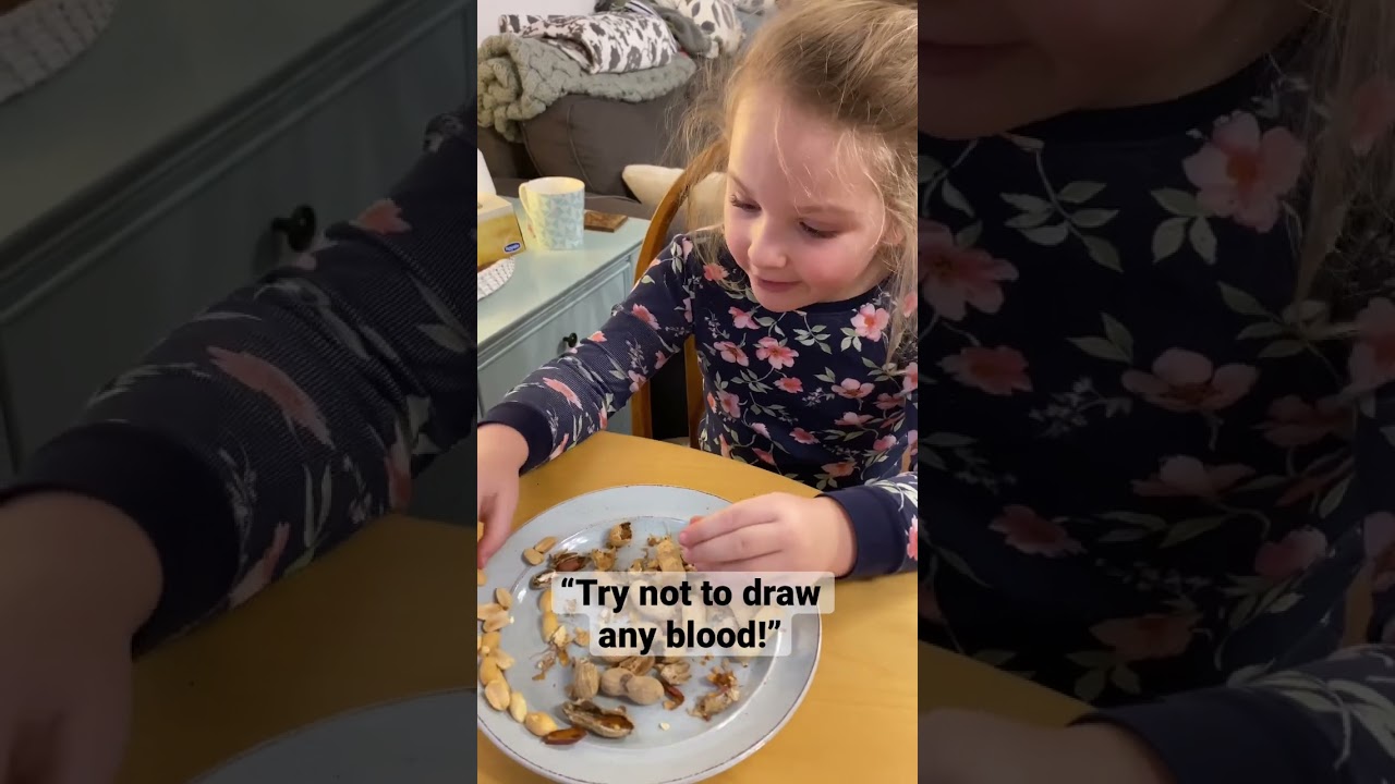 Five Year Old Girl Explains How to Crack Peanut Shells (SUPER CUTE)