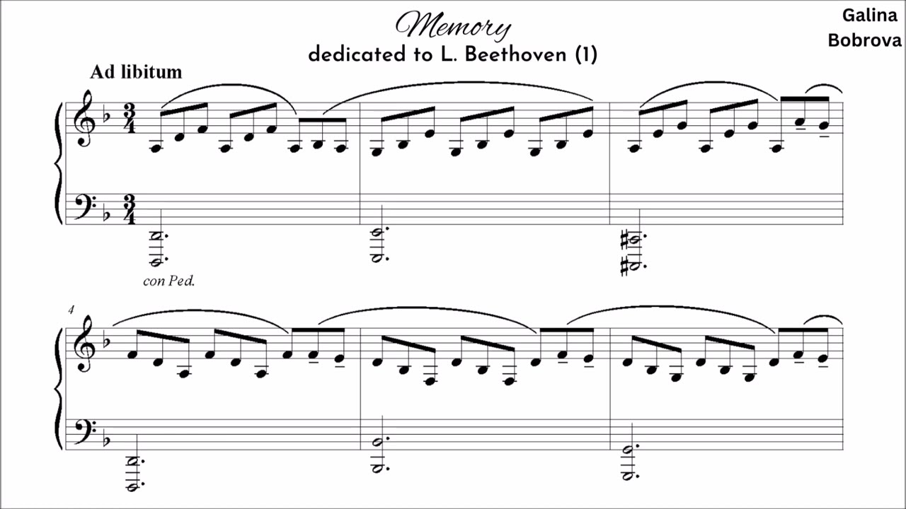 Galina Bobrova «Memory» dedicated to L. Beethoven for piano - 1st version