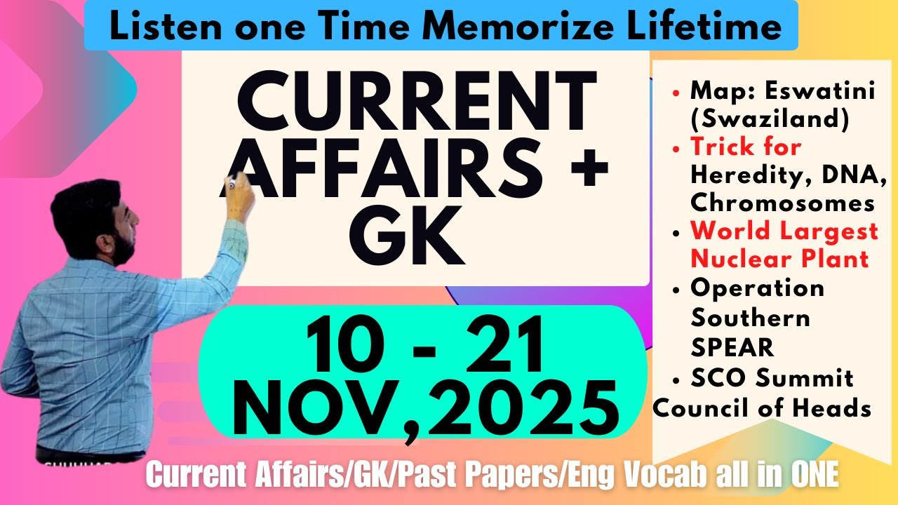 Current Affairs Weekly with tricks 10 - 21 Nov, 2025