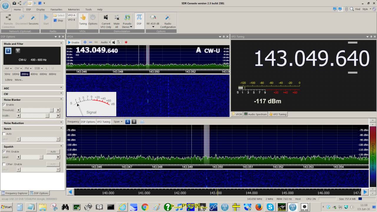 GRAVES radar system via EME with RTL-SDR