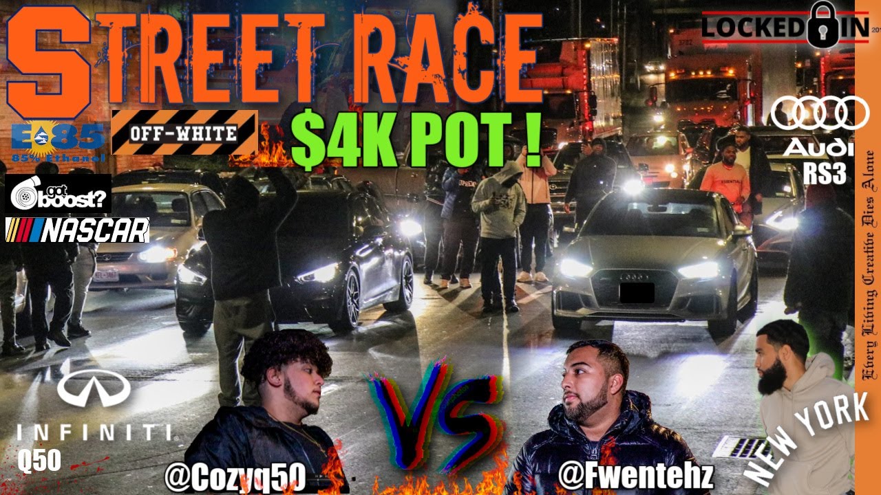 STREET RACE BOOSTED Q50 VS BOOSTED RS3 THE HIGHWAY GOT SHUT DOWN $4,000K POT (cops started chasing)