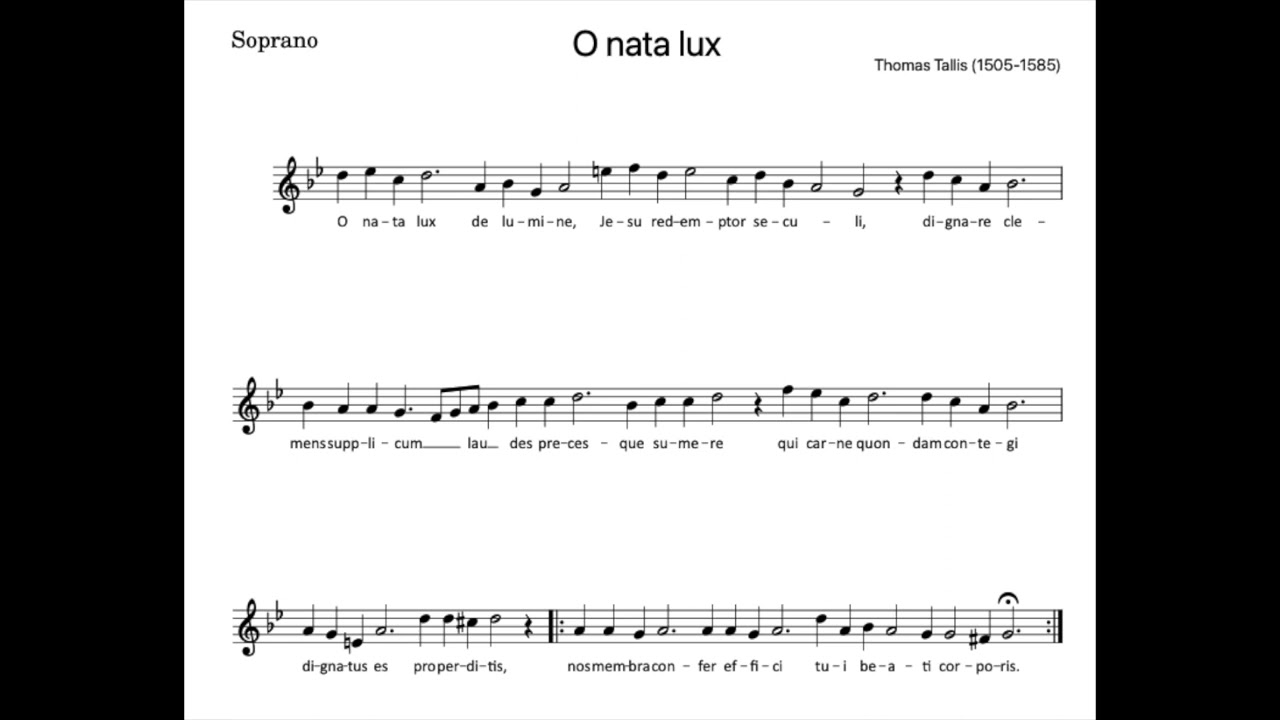 Tallis O Nata Lux Partbook soprano learning file