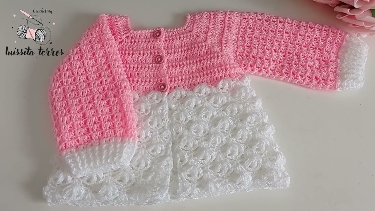 NUEVO!! Teje Bonita Chambrita para Bebé a Crochet  ¡Patrón de Ganchillo Fácil y Rápido de Tejer!