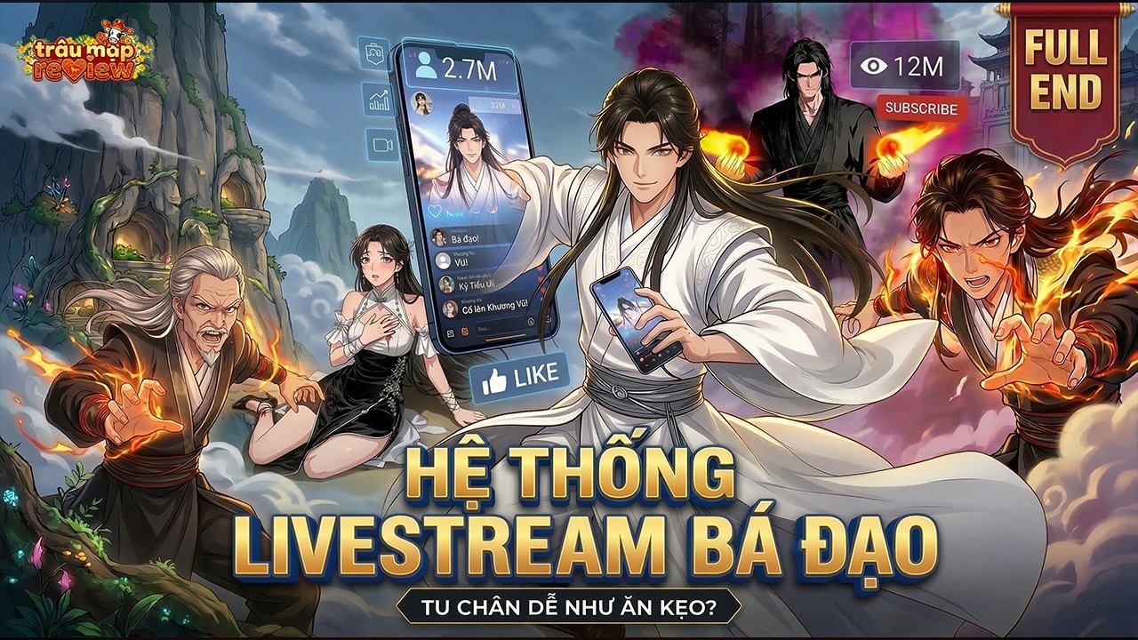 《Full End》Hệ Thống Livestream: Fan Tặng Tên Lửa, Main Lên Cấp Kim Đan | Truyện 3D | Trâu Mặp Review