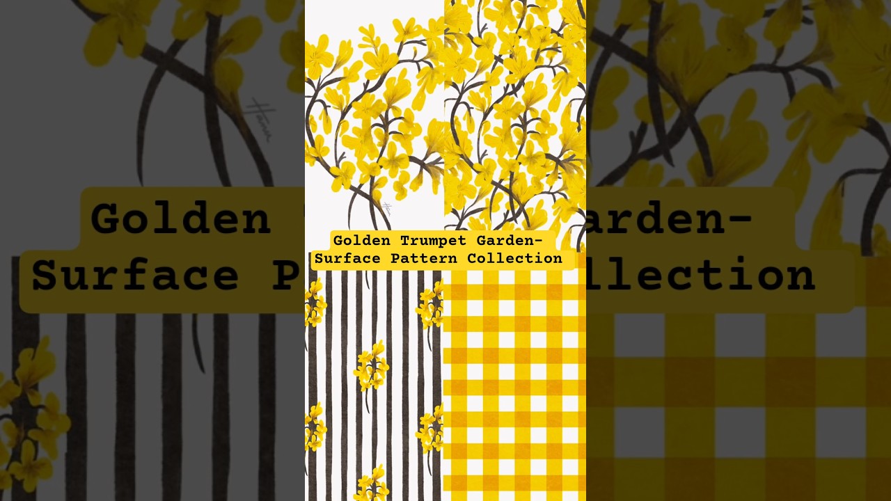 Sunlit Yellow Floral Pattern Reveal - Golden Trumpet Garden Collection #patterndesign #artlicensing
