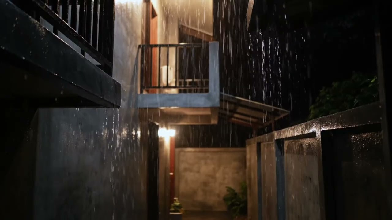 Night time Thunderstorms for a Good Night's Sleep  Heavy Rain on a Tiled Roof & Loud Thunder